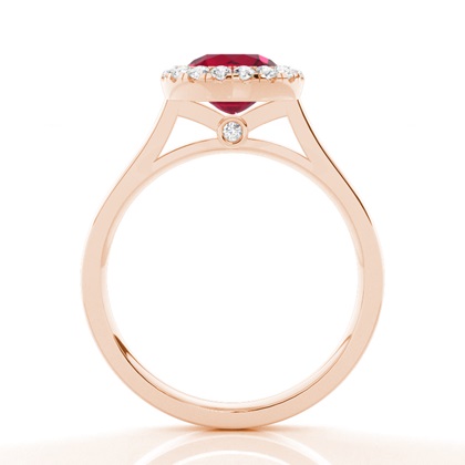 Lünette Fassung Rubin Halo Verlobungsring