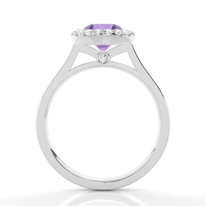 Lünette Fassung Amethyst Halo Verlobungsring