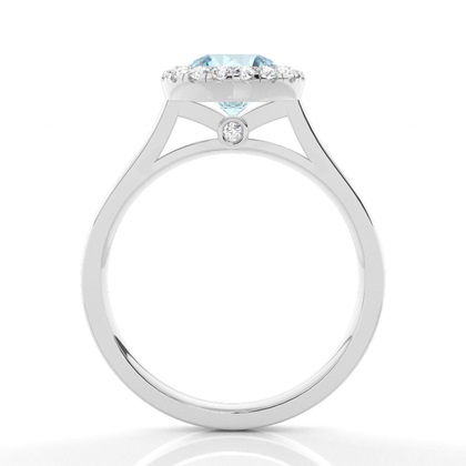 Aquamarin-Halo-Verlobungsring In Zargenfassung