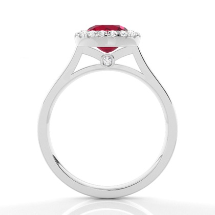 Lünette Fassung Rubin Halo Verlobungsring