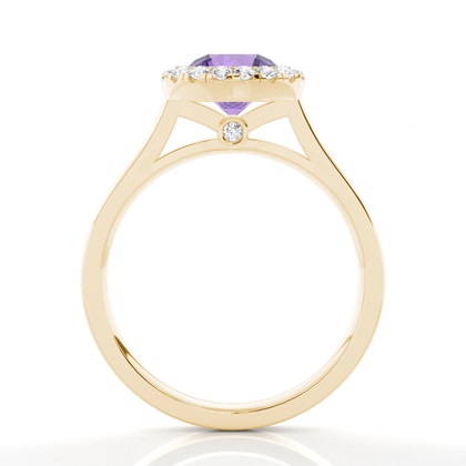 Lünette Fassung Amethyst Halo Verlobungsring