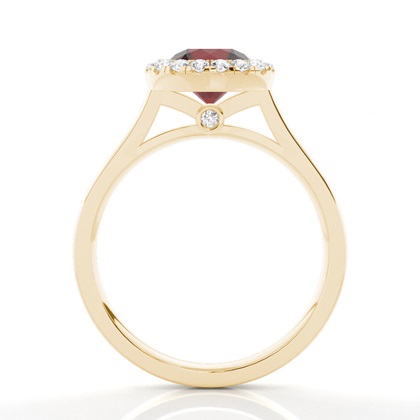 Lünette Fassung Granat Halo Verlobungsring