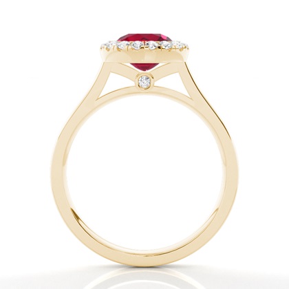 Lünette Fassung Rubin Halo Verlobungsring