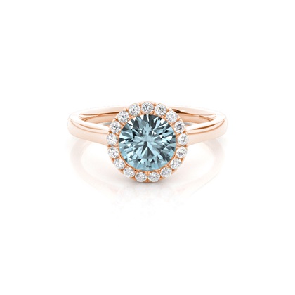 Bezel Setting Aquamarine Halo Engagement Ring