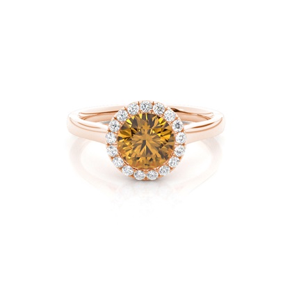 Bezel Setting Citrine Halo Engagement Ring