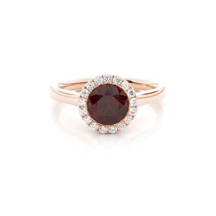 Bezel Setting Garnet Halo Engagement Ring