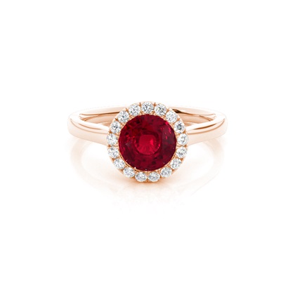 Bezel Setting Ruby Halo Engagement Ring