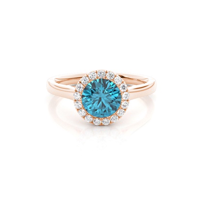 Bezel Setting Topaz Halo Engagement Ring