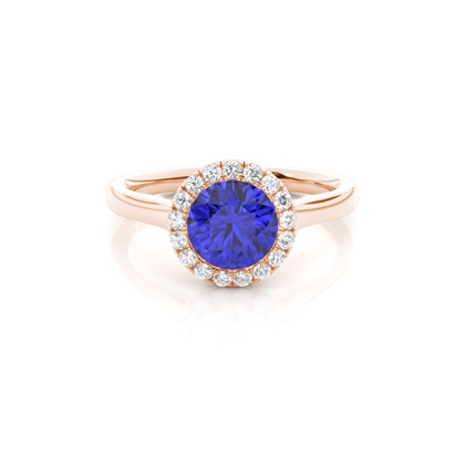Bezel Setting Tanzanite Halo Engagement Ring