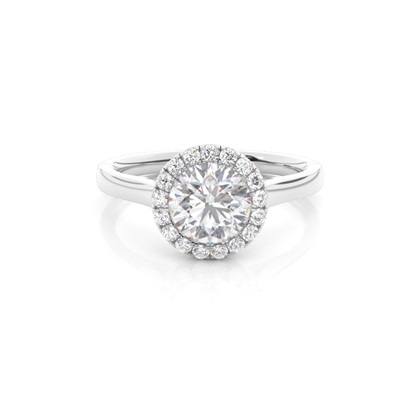 Bezel Set Moissanite Halo Engagement Ring