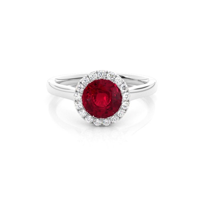 Bezel Setting Ruby Halo Engagement Ring