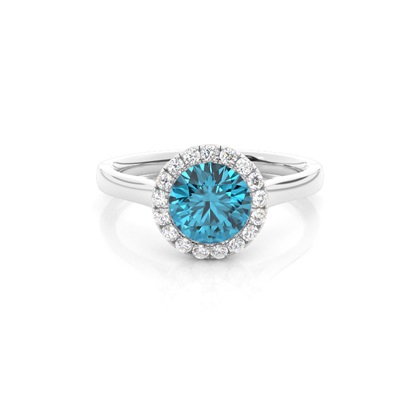 Bezel Setting Topaz Halo Engagement Ring
