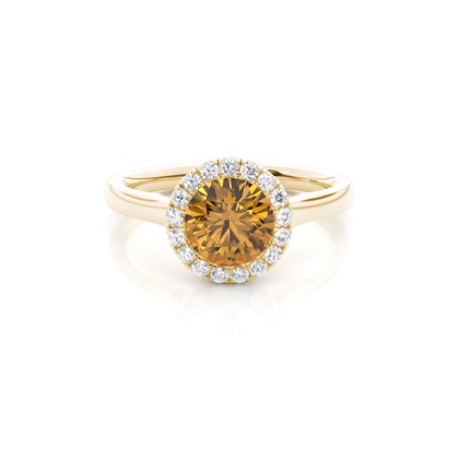 Bezel Setting Citrine Halo Engagement Ring
