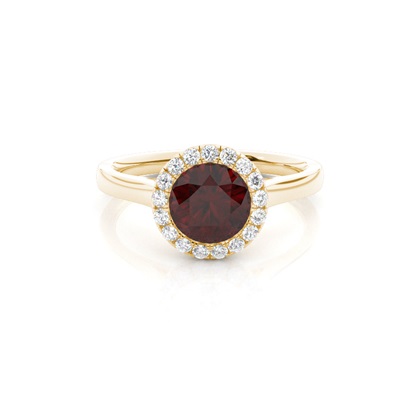 Bezel Setting Garnet Halo Engagement Ring
