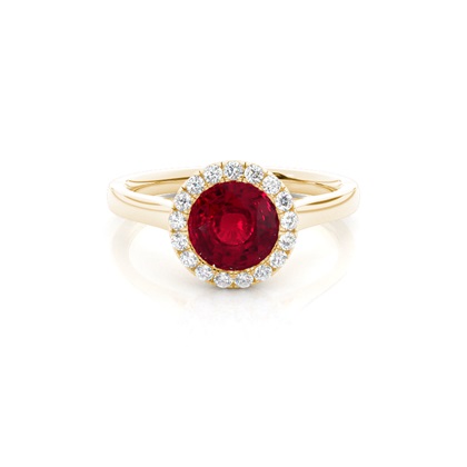 Bezel Setting Ruby Halo Engagement Ring