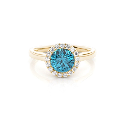 Bezel Setting Topaz Halo Engagement Ring