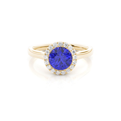 Bezel Setting Tanzanite Halo Engagement Ring
