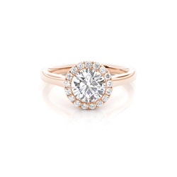 Bezel Set Diamond Halo Engagement Ring