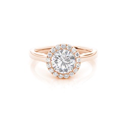 Bezel Set Moissanite Halo Engagement Ring