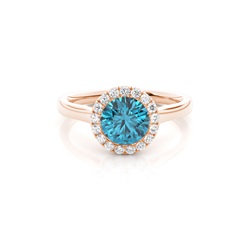 Bezel Setting Topaz Halo Engagement Ring