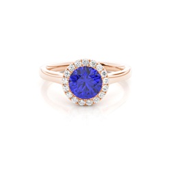 Bezel Setting Tanzanite Halo Engagement Ring