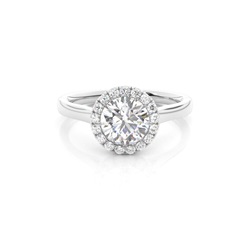 Bezel Set Diamond Halo Engagement Ring