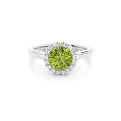 Lünette Fassung Peridot Halo Verlobungsring