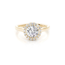 Bezel Set Diamond Halo Engagement Ring