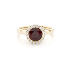 Bezel Setting Garnet Halo Engagement Ring