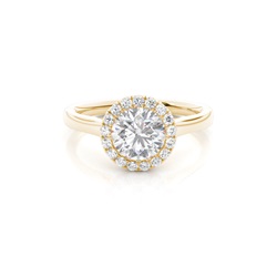 Bezel Set Moissanite Halo Engagement Ring