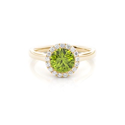 Bezel Setting Peridot Halo Engagement Ring