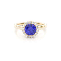 Bezel Setting Tanzanite Halo Engagement Ring
