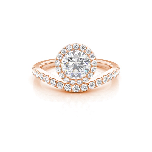 Bezel Set Moissanite Halo Engagement Ring
