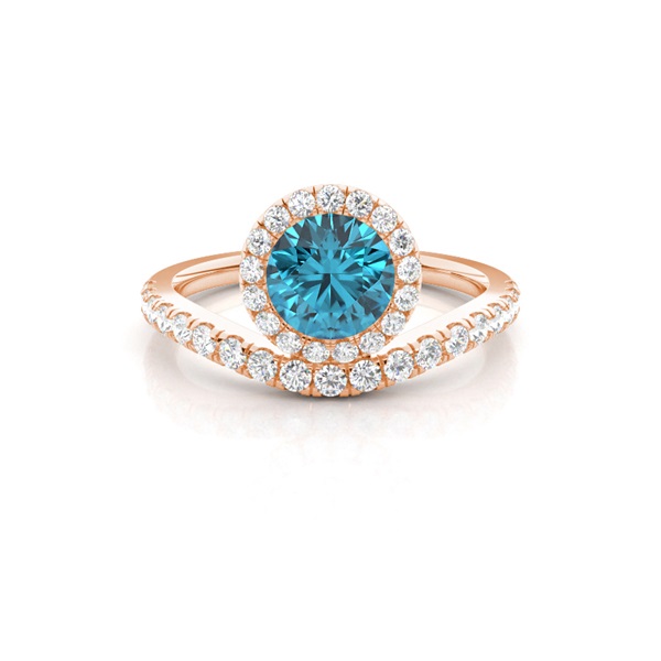 Bezel Setting Topaz Halo Engagement Ring