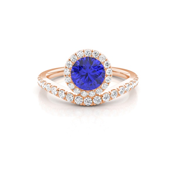Bezel Setting Tanzanite Halo Engagement Ring