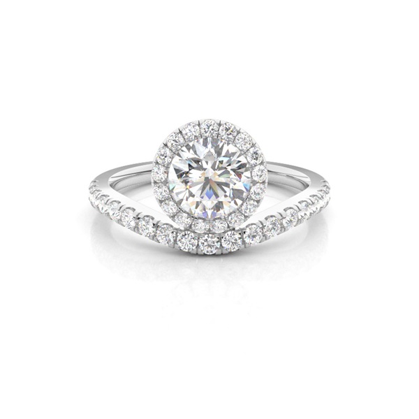 Bezel Set Diamond Halo Engagement Ring