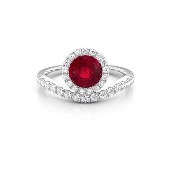 Bezel Setting Ruby Halo Engagement Ring