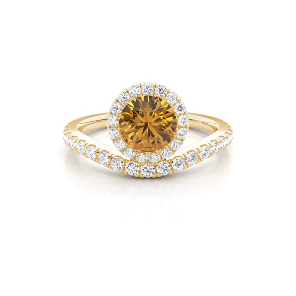 Bezel Setting Citrine Halo Engagement Ring