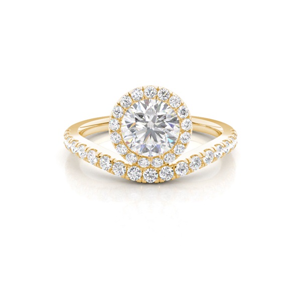 Bezel Set Moissanite Halo Engagement Ring