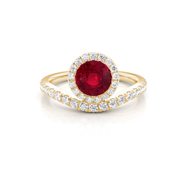 Bezel Setting Ruby Halo Engagement Ring