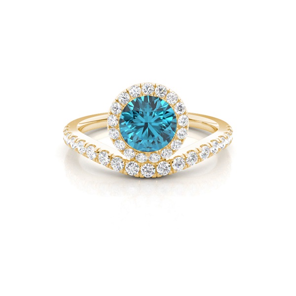Bezel Setting Topaz Halo Engagement Ring