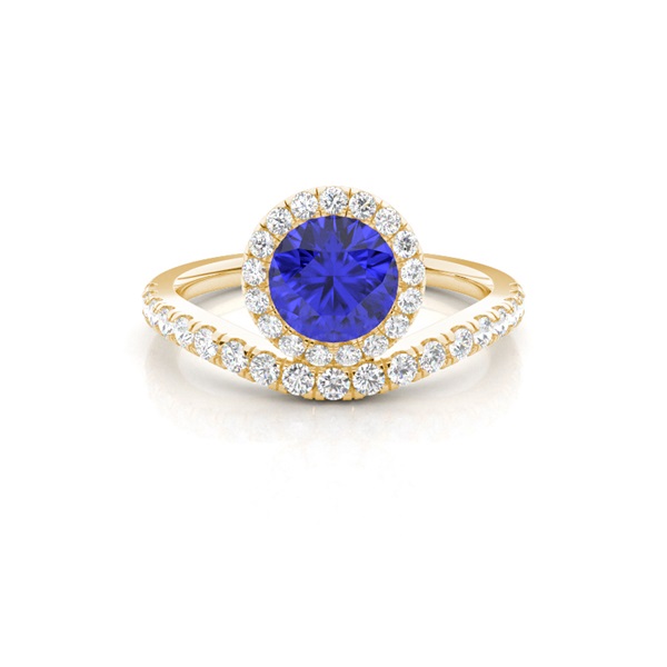 Bezel Setting Tanzanite Halo Engagement Ring