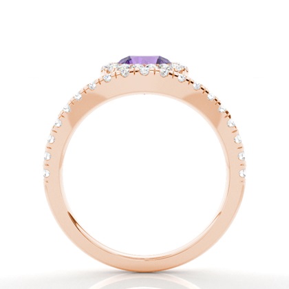 Lünette Fassung Amethyst Halo Verlobungsring