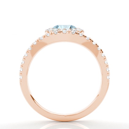 Aquamarin-Halo-Verlobungsring In Zargenfassung