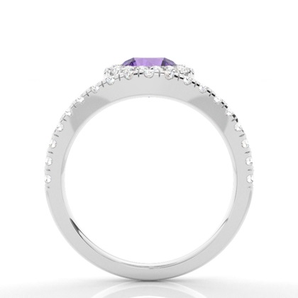 Lünette Fassung Amethyst Halo Verlobungsring