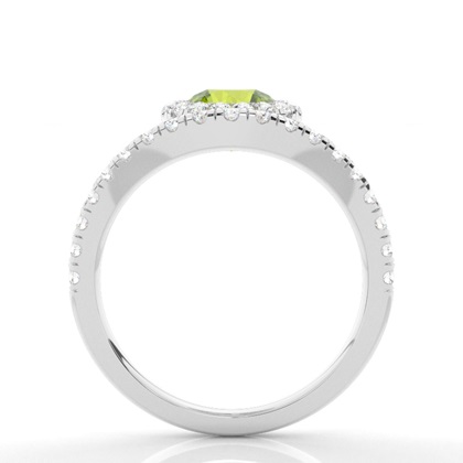 Lünette Fassung Peridot Halo Verlobungsring