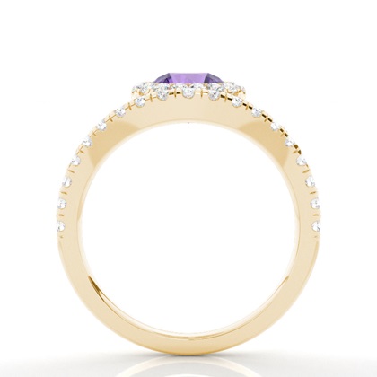 Lünette Fassung Amethyst Halo Verlobungsring