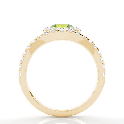 Lünette Fassung Peridot Halo Verlobungsring
