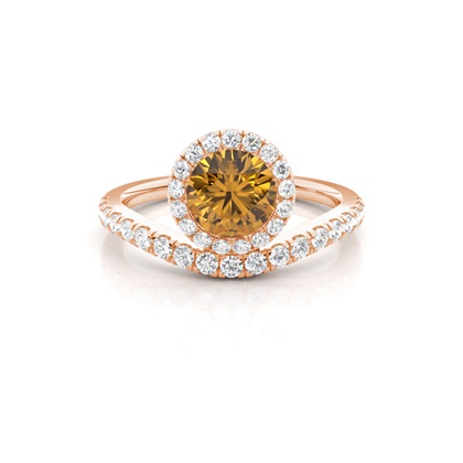 Bezel Setting Citrine Halo Engagement Ring