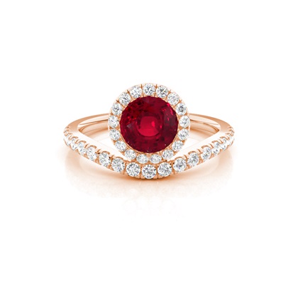 Bezel Setting Ruby Halo Engagement Ring